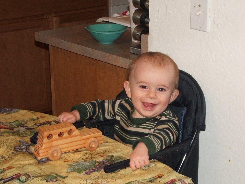 Nathan with his first wooden car