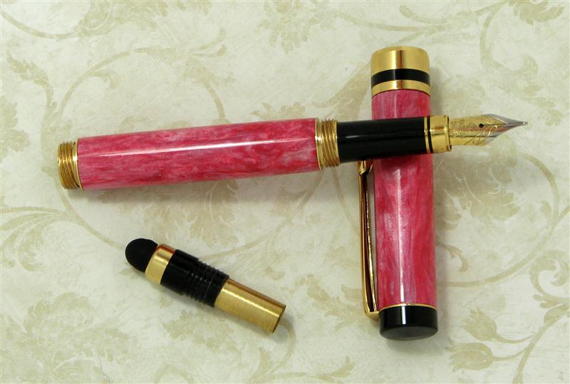 Pearlescent Pink Fountain Pen with Stylus