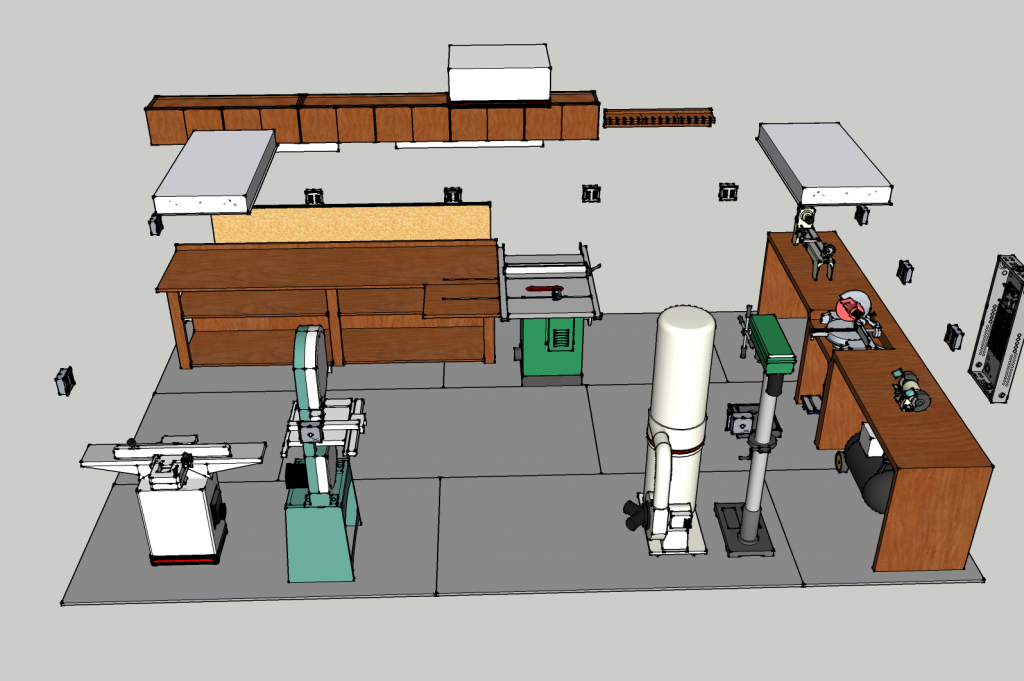 Sketchup layout of Manfre's planned workshop