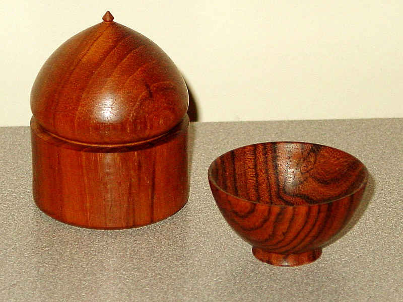 Teak box and bocote bowl