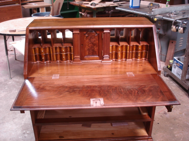 walnut desk and bookcase