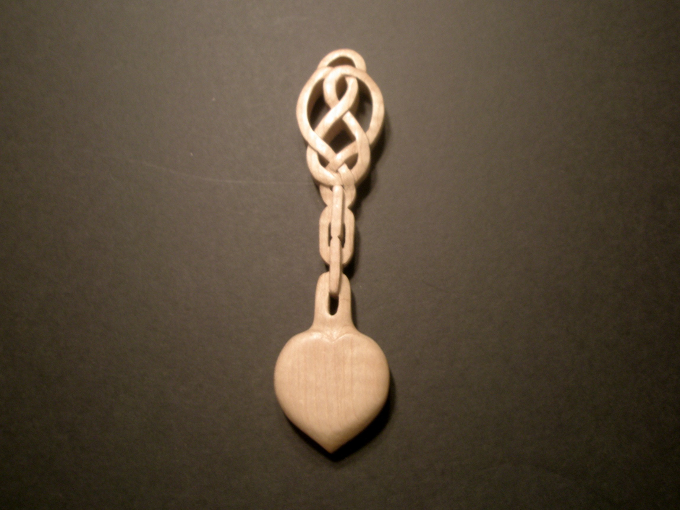 Welsh love spoon - back view - curly maple