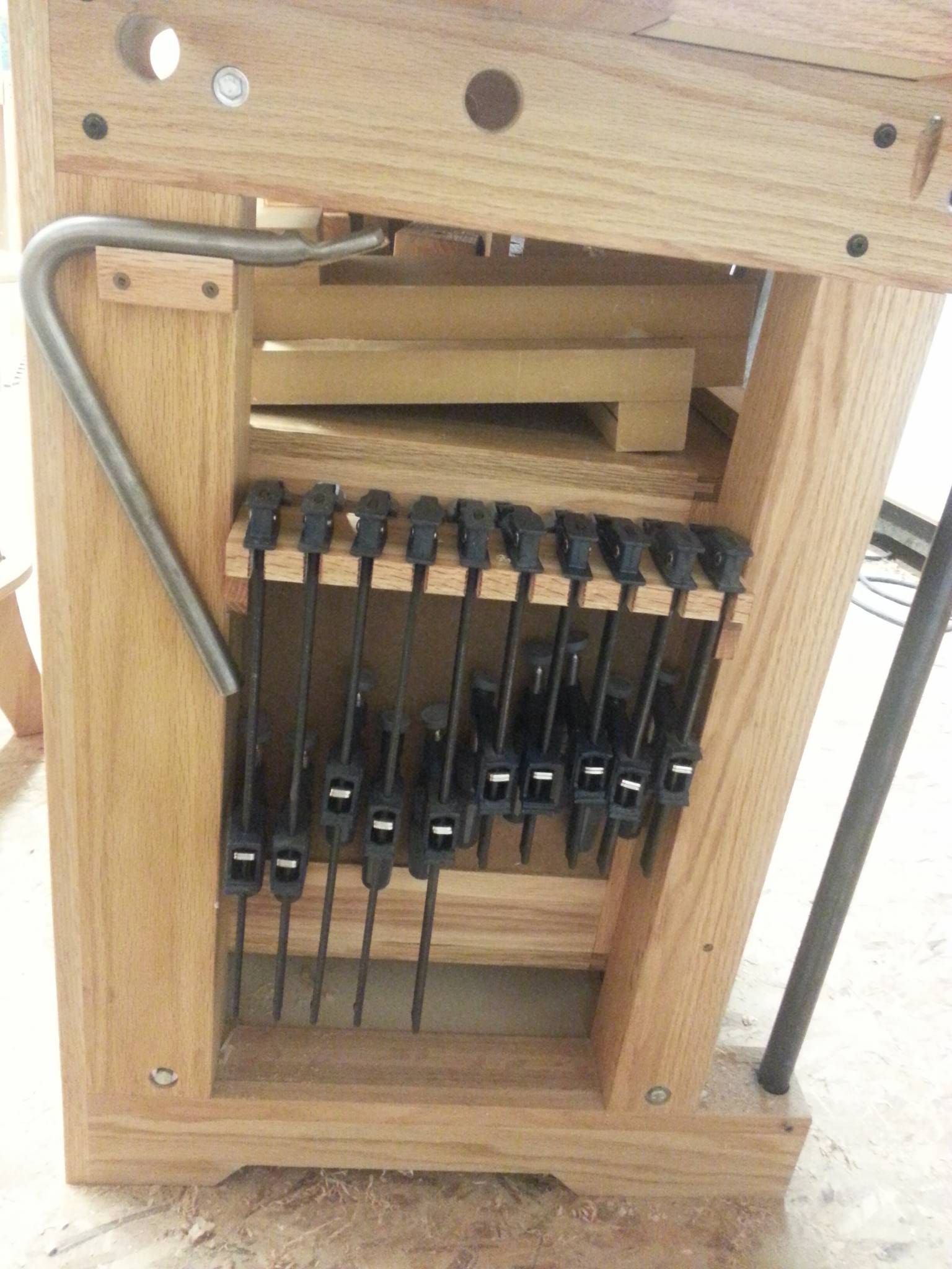 Workbench - clamp rack between legs